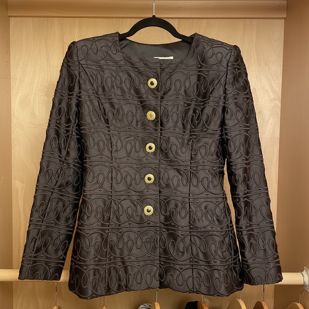 Vintage Victor Costa for Lord & Taylor Black Textured Blazer